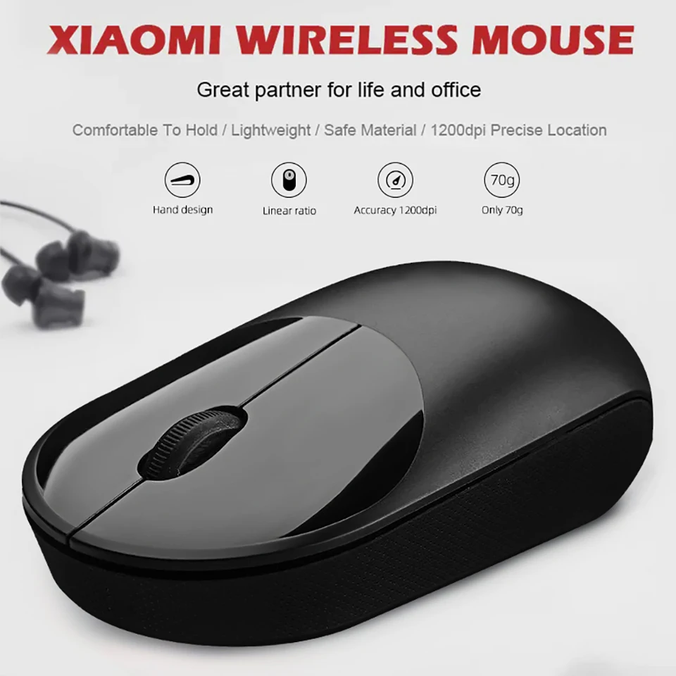 Original Xiaomi Wireless Mouse Youth Edition 1200dpi 2.4Ghz Optical Mouse Mini Portable Mouse For Macbook Laptop Notebook Mouse (1)