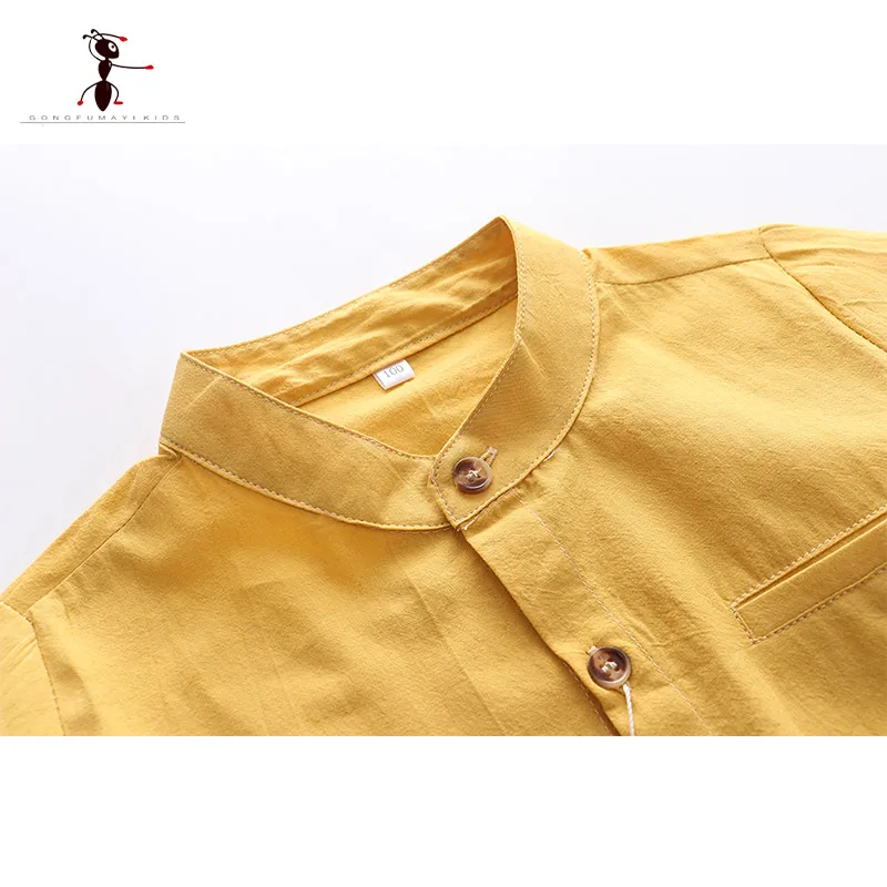 Kung Fu Ant 2019 Spring O-Collar Solid Color Casual 100%Cotton Boys Shirt Full Sleeve 24M School Baby Boy Shirt Kung Fu Ant 2019 Spring O-Collar Solid Color Casual 100%Cotton Boys Shirt Full Sleeve 24M School Baby Boy Shirt