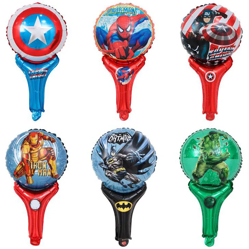 

10 Pcs/set Cartoon Superhero Captain America Iron Man Spiderman Happy Birthday Aluminum Balloon Toy Birthday Party Decoration