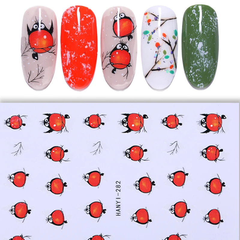 

3D Nail Stickers Adhesive Decals Transfer Sticker Cute Birds Wraps Nail Art Decorations