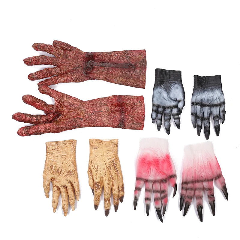

Halloween Costume Dancing Party Cosplay Prop Industries Terrorist Zombie Blood Gloves Devil Evade Glue Glove Party Supplies