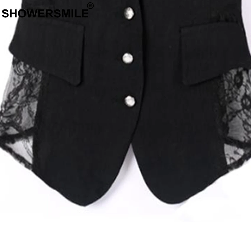SHOWERSMILE Elegant Lace Linen Suit Vest Woman Plus Size Summer Waistcoats Fashion Slim Fit Sleeveless Women Jacket Sin Mangas