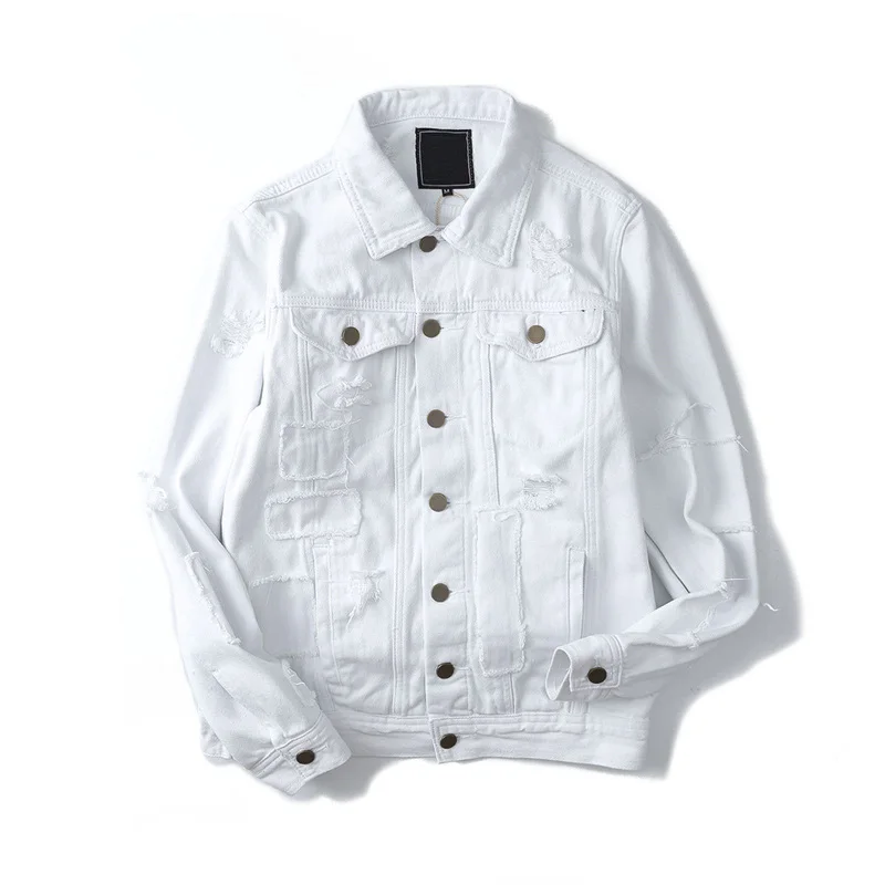 white ripped denim jacket