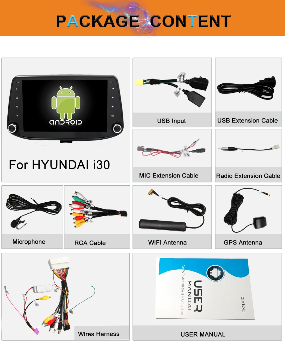 Discount YAZH 1 din Auto Radio Stereo For Hyundai I30 2017 Car GPS Navigation Android 8.1 central multimedia System 9.0 inch auto radio 4