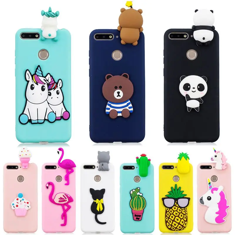 

Huawei Honor 7A Pro Case on for Coque Huawei Y6 2018 Case Cover 5.7 inch 3D Unicorn Panda Doll Toy Soft Silicone Phone Cases