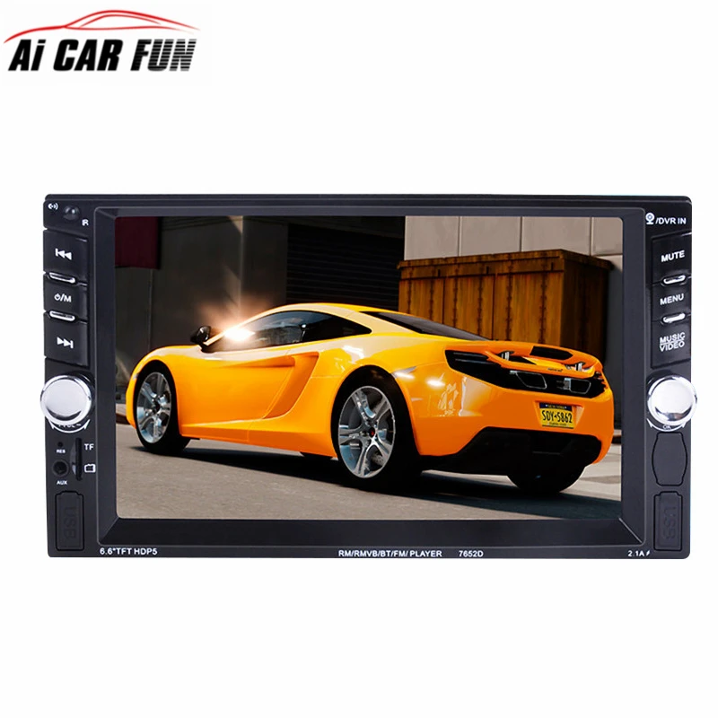 

7652D 2Din Car Radio Player Autoradio 6.6" Touch screen Bluetooth Rear View Camera Stereo FM/MP3/MP5/Audio/USB Auto Electronics