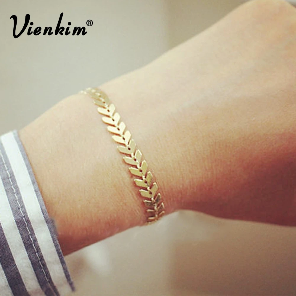 

Vienkim 2018 Personality Women Jewelry Shell Slices Femme Accessories Bracelet Bangle Fish bone chain bracelet Hot new products