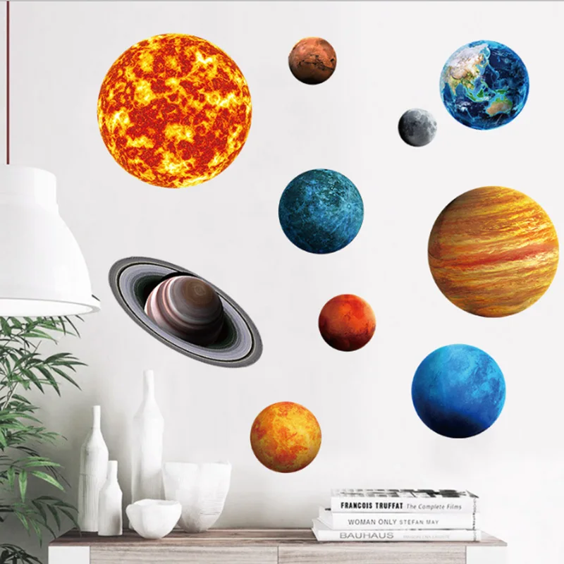 

1pc Hot Sale 3D Planet Fluorescent Wall Stickers Glow In The Dark Wall Decal Home Living Room DIY Decorative Sticker For Kid Roo