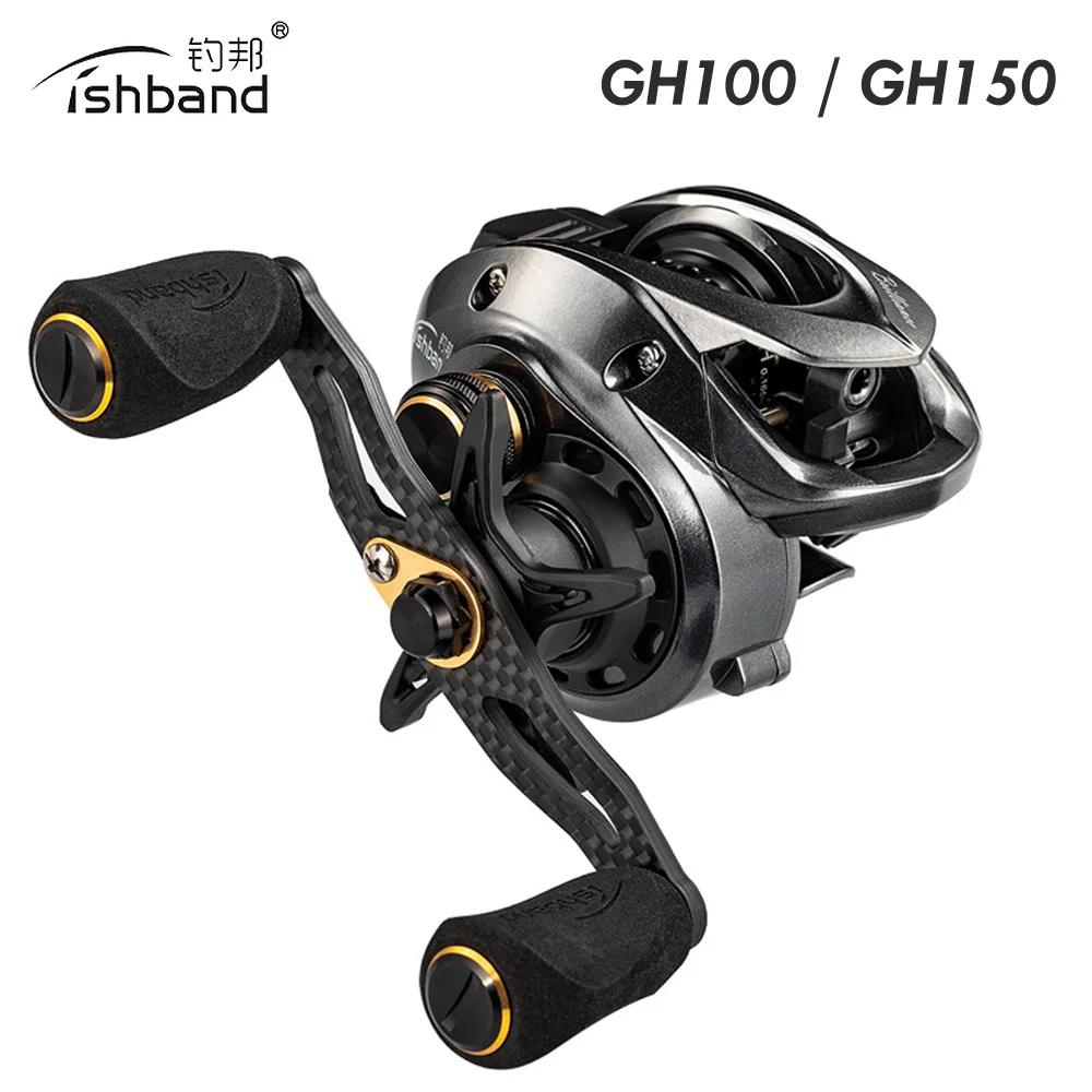 2019 Fishband dos secciones de GH100 GH150 7,2: 1 cebo de carpa carrete de pesca de fundición para pesca de trucha perch tilapia bajo aparejos de pesca