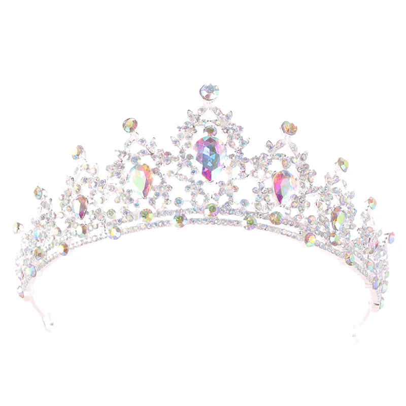 

Wedding Hair Accessories Silver Gold Tiaras Crowns Colorful Crystal Rhinestone Crown Bridal Diadems Women Hair Jewelry Party Hot