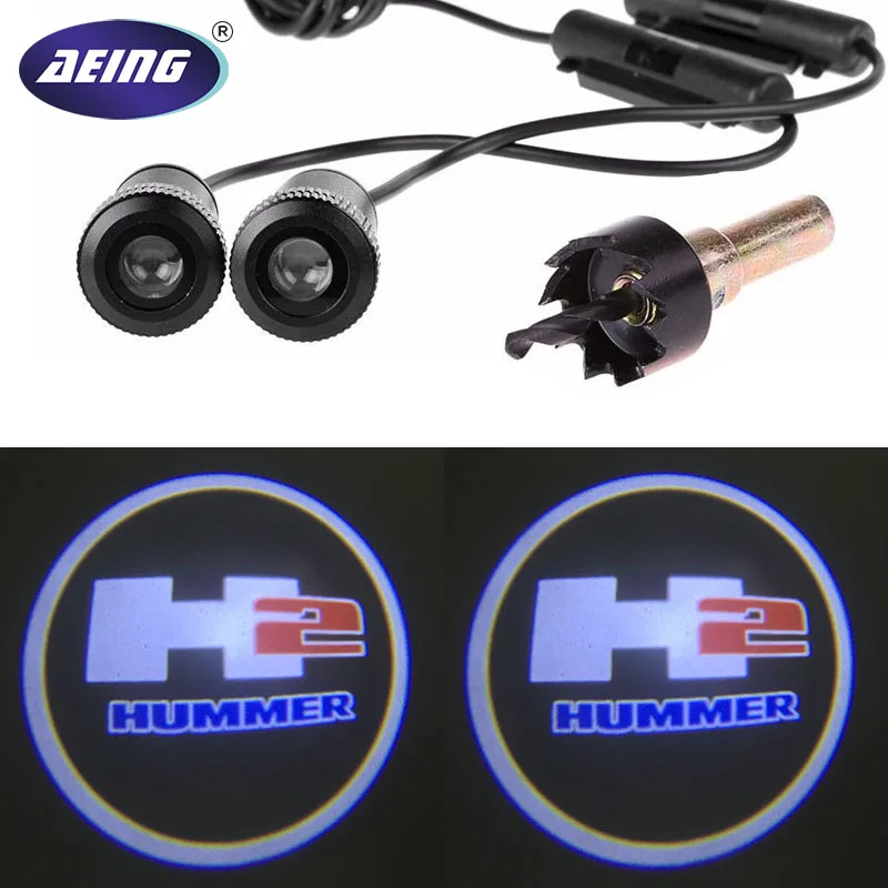 AEING 2pcs Ghost Shadow Logo welcome Car White LED Door Light Laser Courtesy Slide Projector logo Emblem light For HUMMER H2 AEING 2pcs Ghost Shadow Logo welcome Car White LED Door Light Laser Courtesy Slide Projector logo Emblem light For HUMMER H2