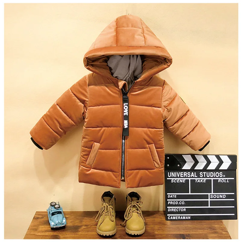 Winter warm gold velvet jacket for boys kids solid hooded down jacket for boys children coats outwear boy clothes (18)