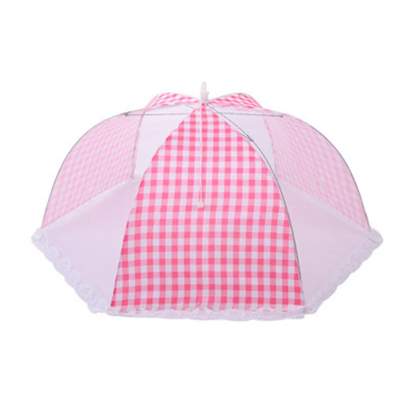 Защитный горячая холодная Еда Обложки с барбекю насекомых складной зонт в сеточку для Кухня - Цвет: Pink Round