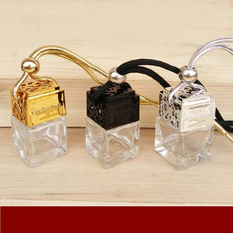 6ML Square Perfume Glass Bottle Luxury Home Car Hanging Air Freshener