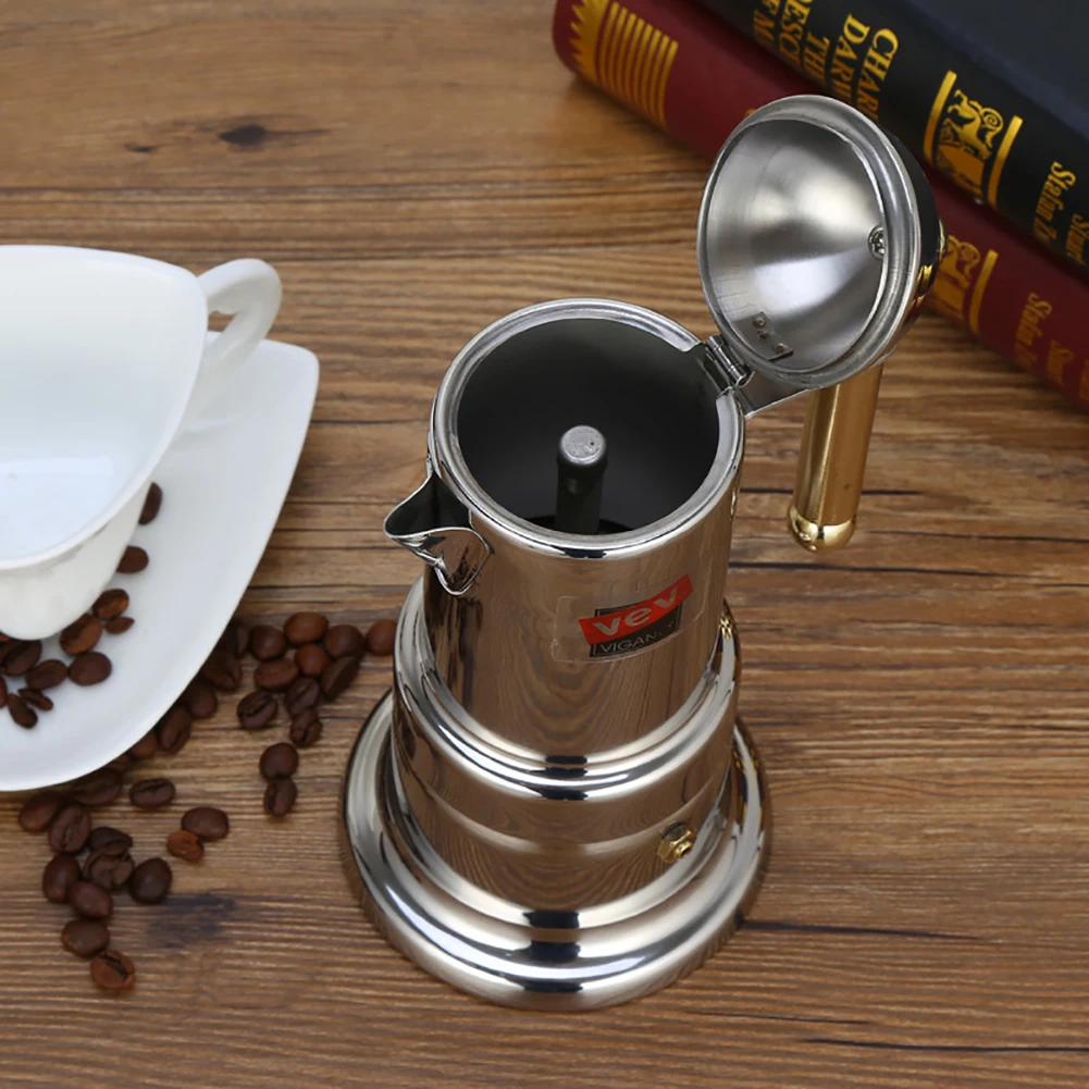 Портативный из нержавеющей стали итальянский Moka Эспрессо чайник Перколятор горшок устройство для получения кофейной вытяжки 200 мл