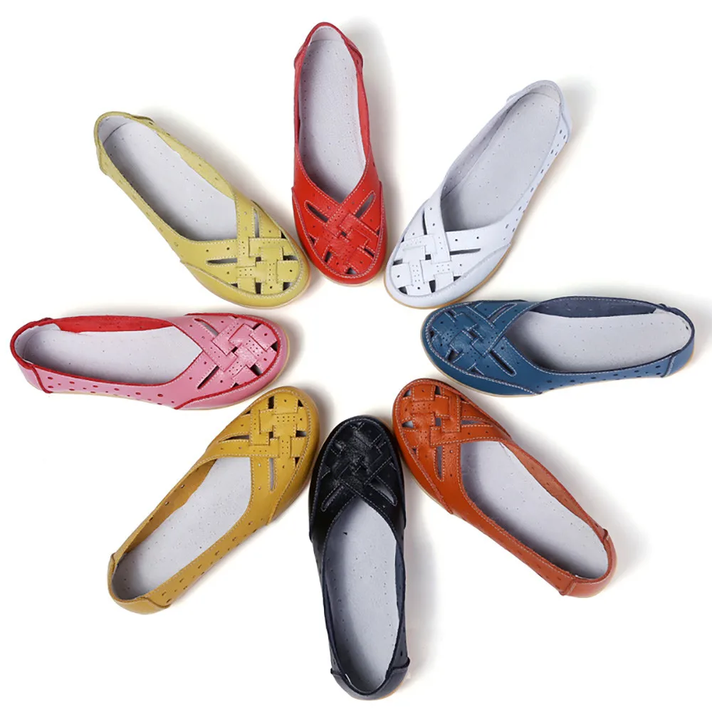 

2019 New Women's Shoes Lady Flats Sandals Leather Ankle Casual Slipper Soft Shoes SIZE 8.20(25