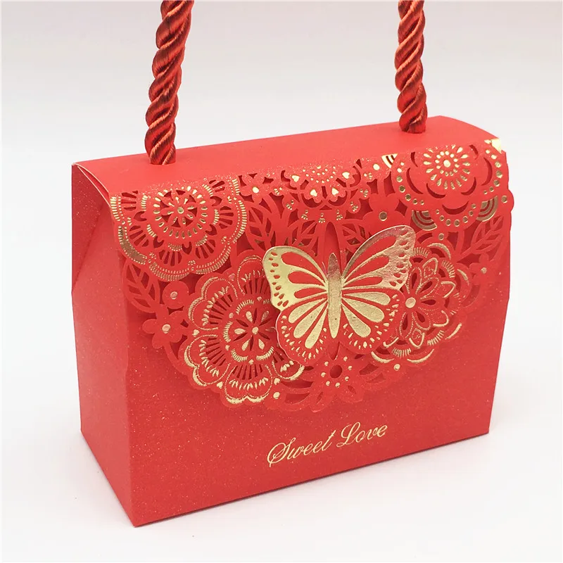 9x4x7 см 24 шт. яркий 5 цветов бумажные держатели для бижутерии сумки с полый цветок ручка в виде бабочки коробки сладкая любовь пакет печенье торты