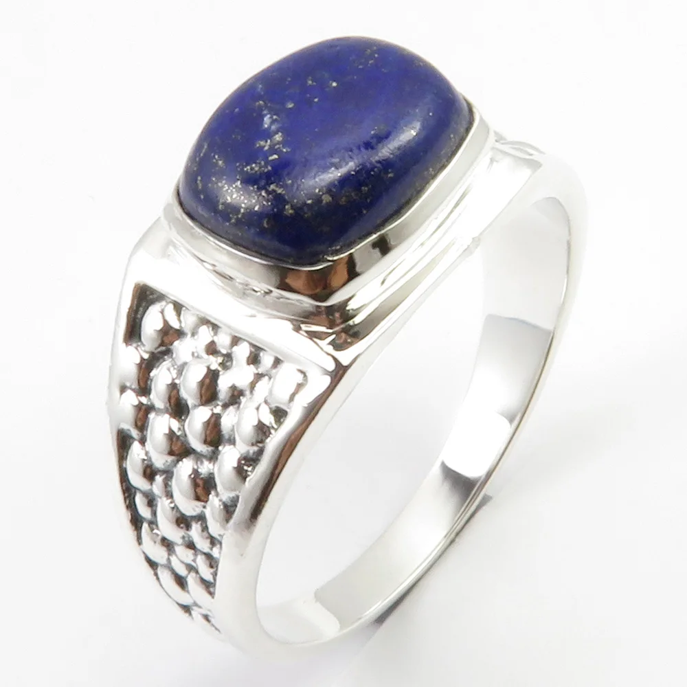 

Lapis Lazuli Men's Ring Size 12 Face Width 12 mm Solid Silver Unique Designed