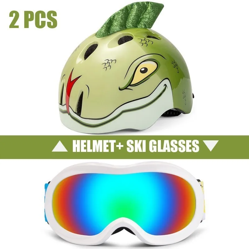 2 Pcs Ski Helmet Goggles Boys And Girls Snowboard Helmet Moto Snowmobile Skateboard Safety Helmet Mask Winter Skiing Goggles - Цвет: Color15