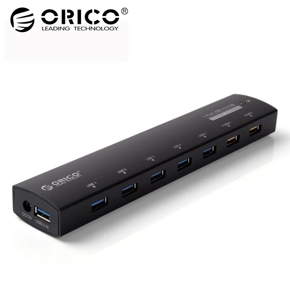 ORICO Aluminum 7 Ports USB3.0 HUB with Power Splitter Adapter with 2 ports BC1.2 Interface-Black(AS7C2-BK) ORICO Aluminum 7 Ports USB3.0 HUB with Power Splitter Adapter with 2 ports BC1.2 Interface-Black(AS7C2-BK)