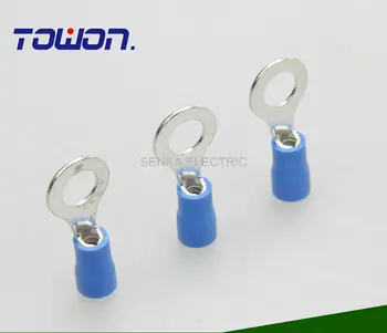 

1000pcs RV2-5L #10 pre-insulating ring type terminal AWG16-14 1.5-2.5MM2 insulated copper lug connector