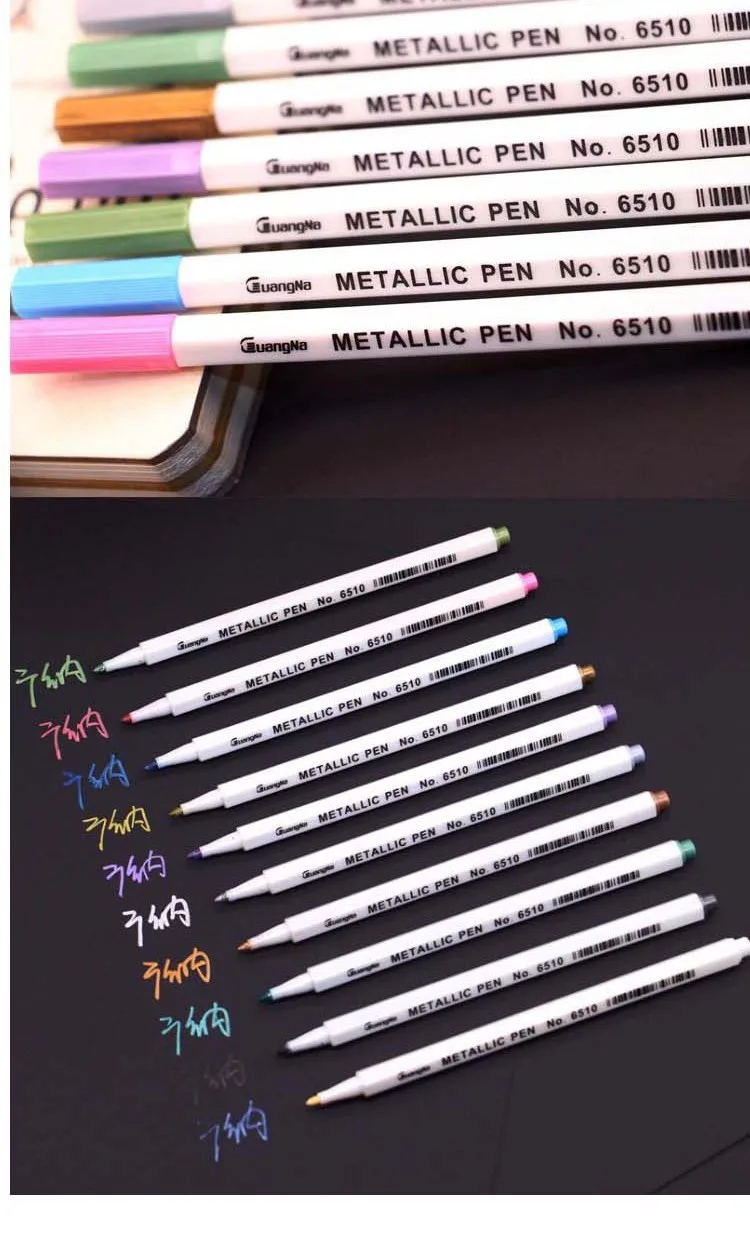 10 цветов металлик набор ручек-маркеров акварель маркер ручки для Фотоальбом Дневник Живопись Рисунок DIY Скрапбукинг школы