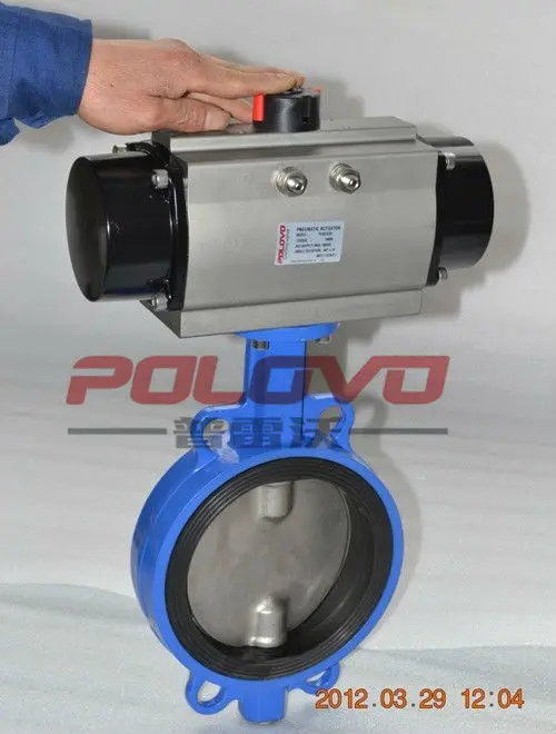 Wafer type pn10 pneumatic actuator butterfly valve