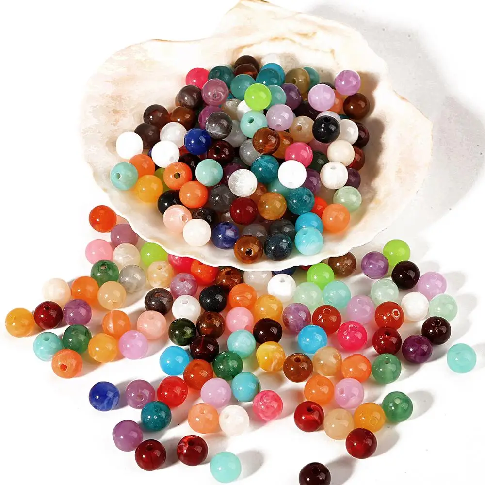 Wholesale 6/8/10mm Acrylic Clouds Beads Effect Round BEADS Spacer Loose For Jewelry Making Bracelet Accessories | Украшения и