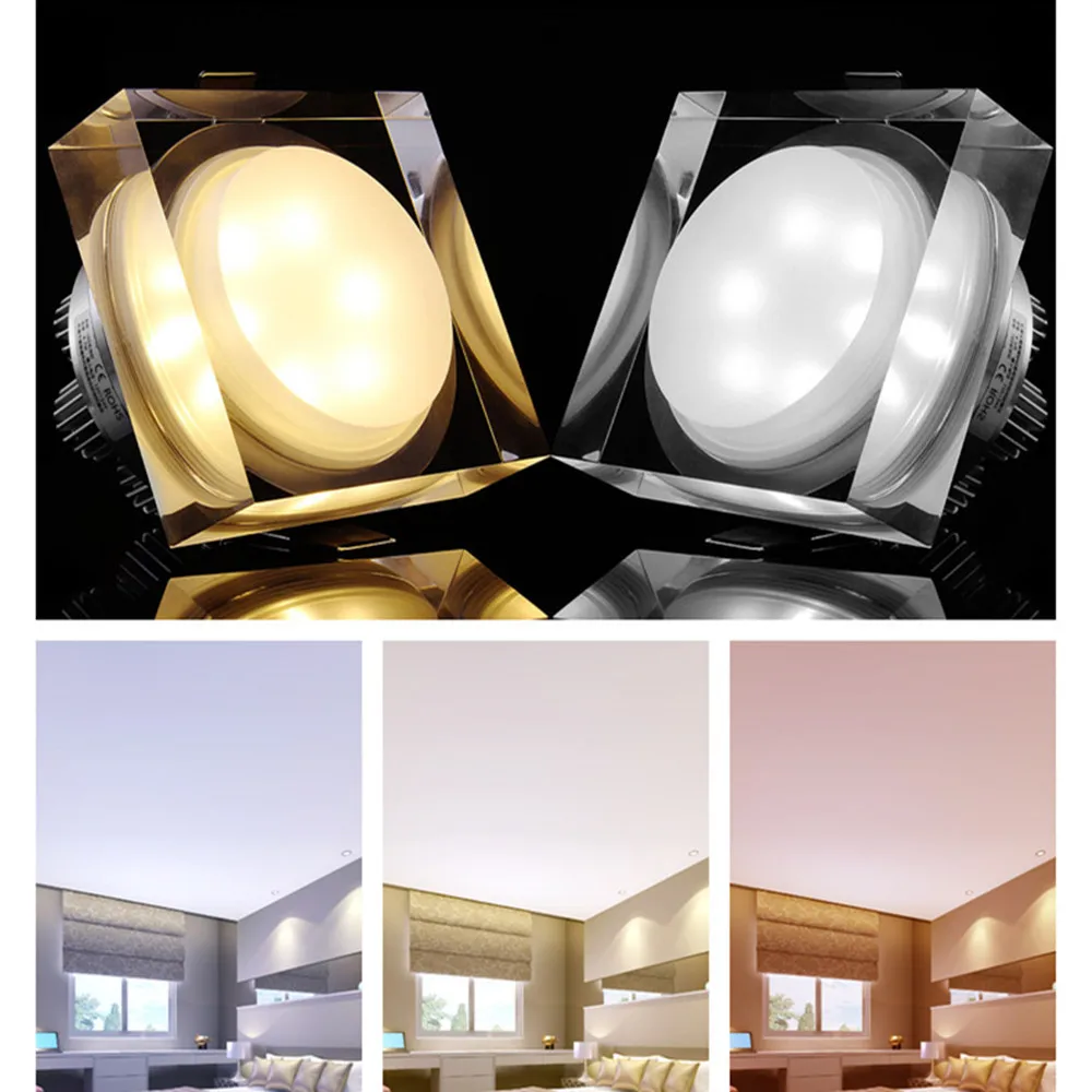 DVOLADOR квадратный 15 Вт 12 Вт 10 Вт 5 Вт светодиодный потолочный светильник в виде кристалла светодиодный точечный потолочный светильник теплый белый/белый светодиодный встраиваемый светильник для домашнего декора