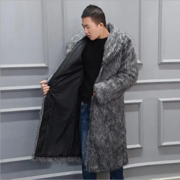 Мужское длинное пальто из искусственного меха размеры S 6XL|Куртки искуственной