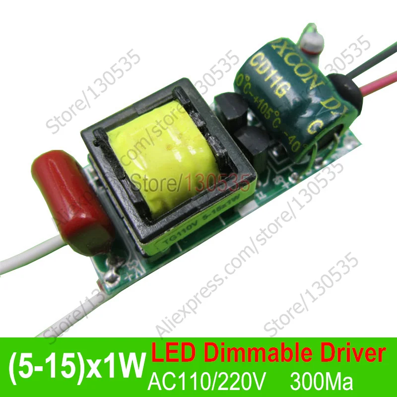 

(5-15)x1W Dimmable LED Driver Input Voltage AC 85-265v Output Current 300mA Dimmable Brightness Controller dimming power supply