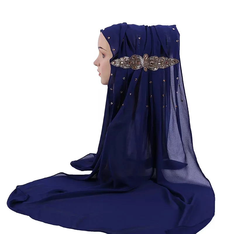 Отличный материал мусульманские женщины тюрбан шифон Простой плеер хиджаб тонкий шарф с ромбами
