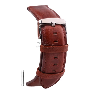 

Pelle Vintage Oil Wax Leather Strap Watchband Wristband 14mm Reddish Brown For Men And Women