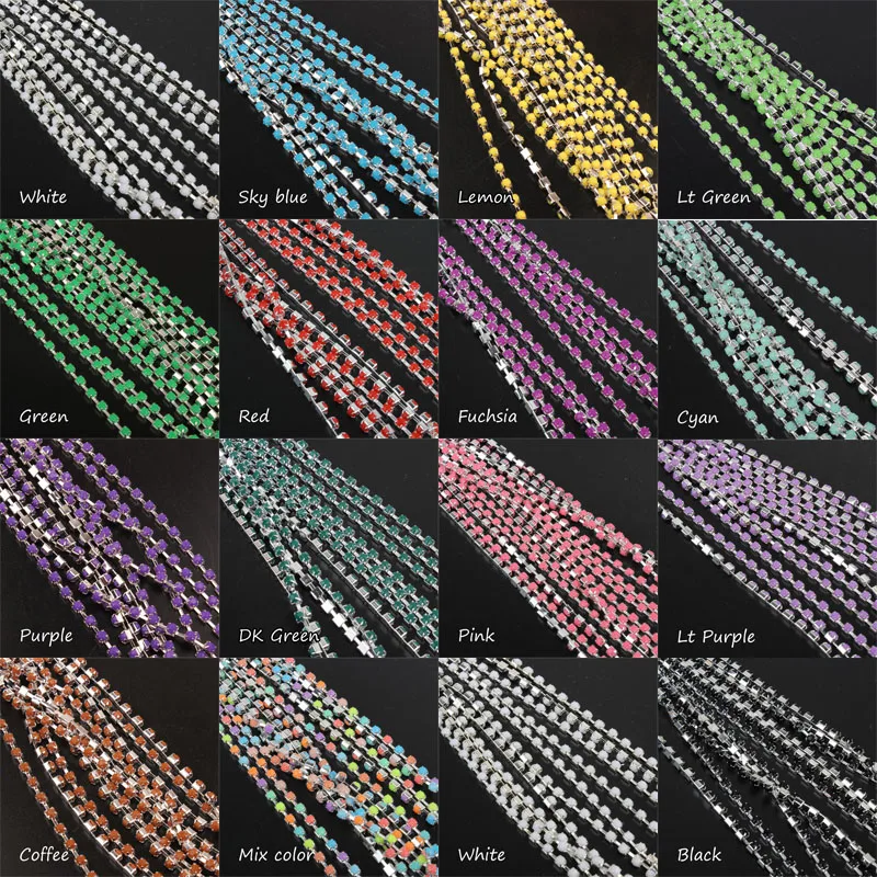 

Fashion Acryl Rhinestone chain SS12 Silver Claw cup chains 10yards for garment trims wedding decoration chain free shipping