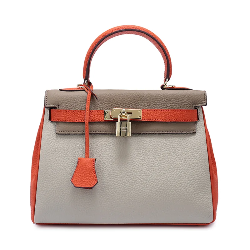 New handbags handbags women famous brands Embossed coloured locks Genuine Litchi prints Genuine Leather women messenger bags