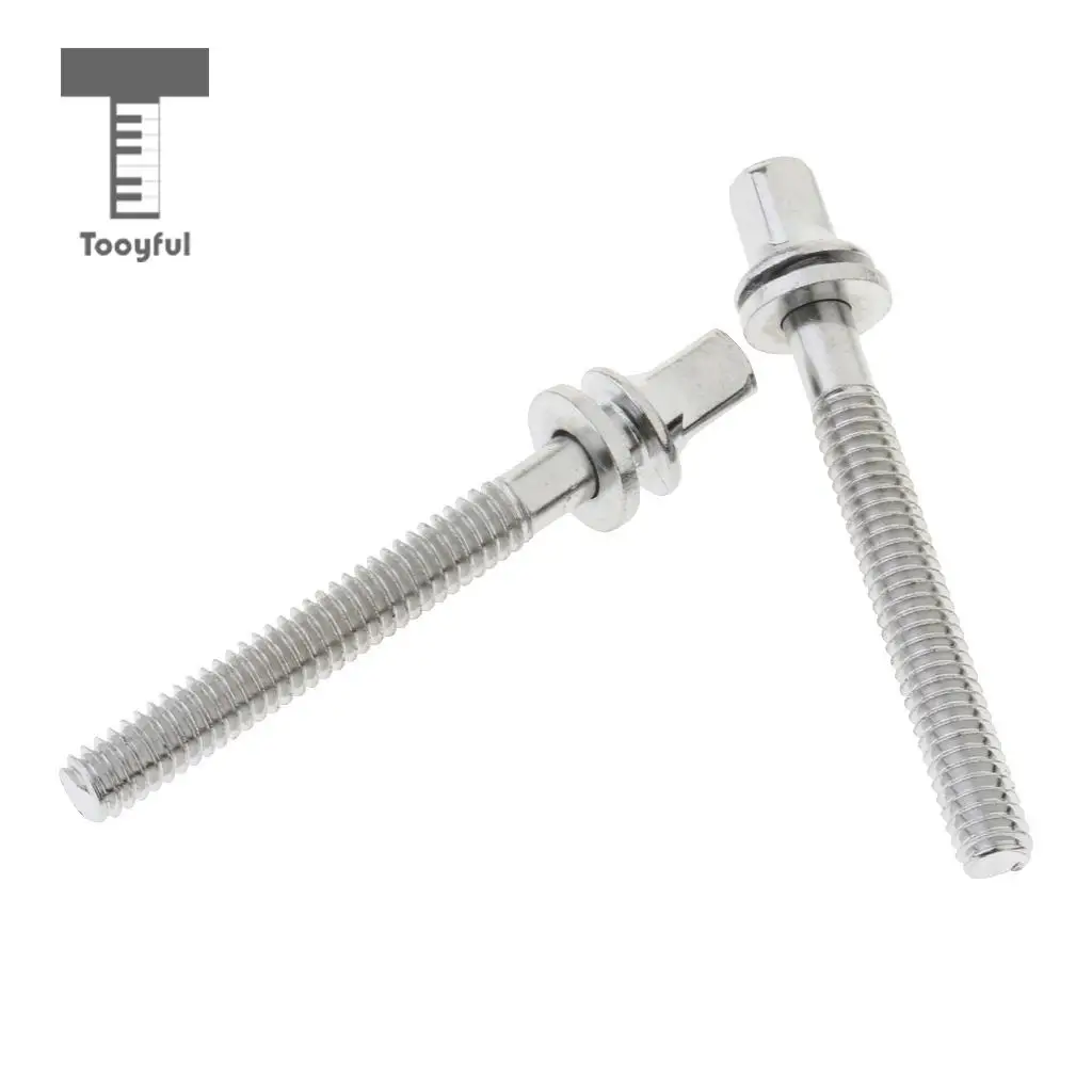 2pcs Stainless Steel Drum Tension Rods with Drum Screws Tension Screws for Drum Parts