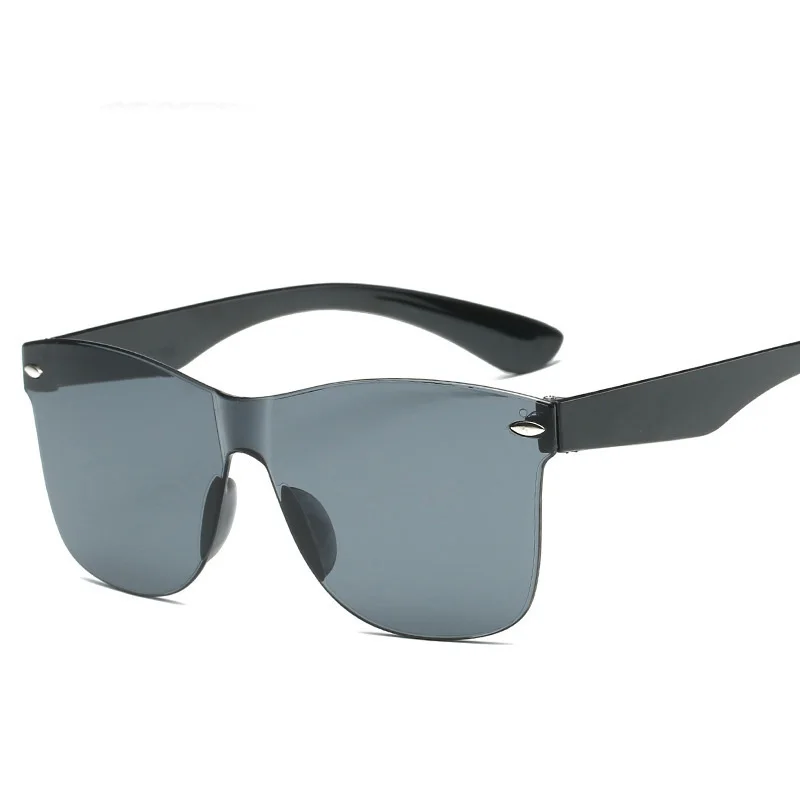 LeonLion модные цельные цветные солнечные очки Женские Ретро Модные солнцезащитные очки без оправы Женские винтажные Роскошные Брендовые очки - Цвет линз: Black Gray