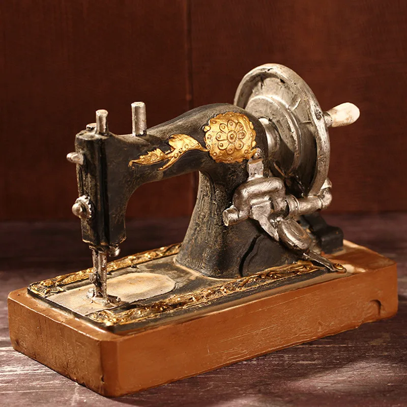 

Zakka Retro Style Vintage Sewing Machine Model Resin Desktop Display Figurines Decoration Crafts Ornament for Office Home