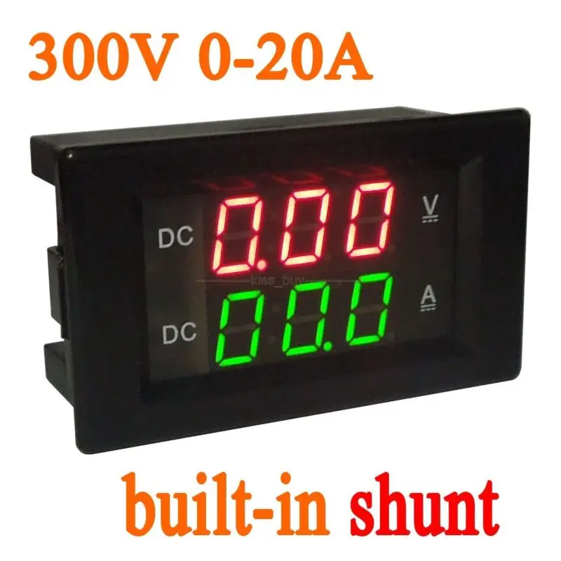 DC 300V 20A Built in Shunt Voltage Current Meter Digital LED Dual