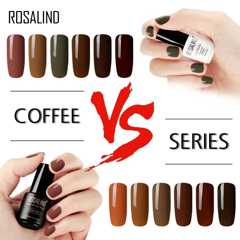Promo Price of  ROSALIND 7ml Coffee Colors Nail Gel Polish top selling product in 2018 UV Nail Polish hybrid Nail A