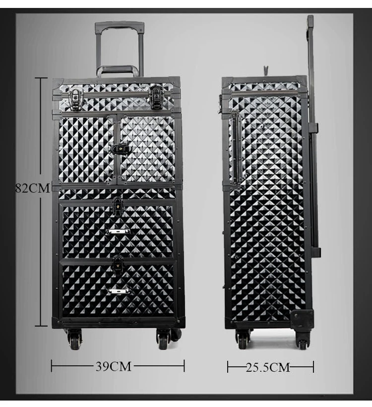 Для женщин большой емкости чемодан на колесиках для косметики прокатки Чемодан, гвозди макияж ящик для инструментов, Для мужчин с многослойным покрытием Красота салонов на колесиках, чемодан