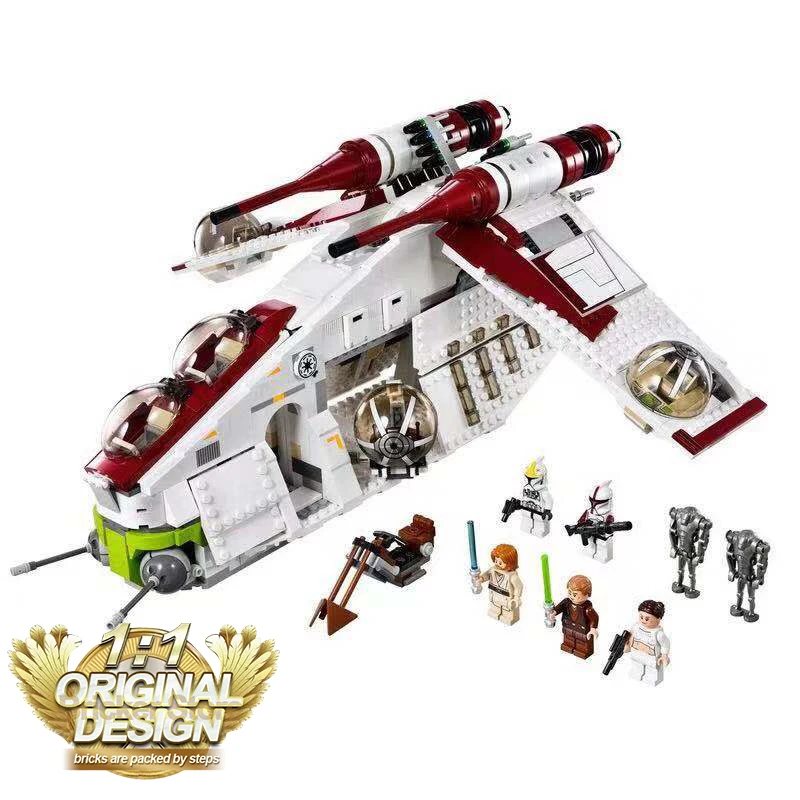 

Lepiningly 05041 Star Series The starwars 75021 The Wars Republic Gunship Set Educational Building Blocks Bricks Toys for Gifts