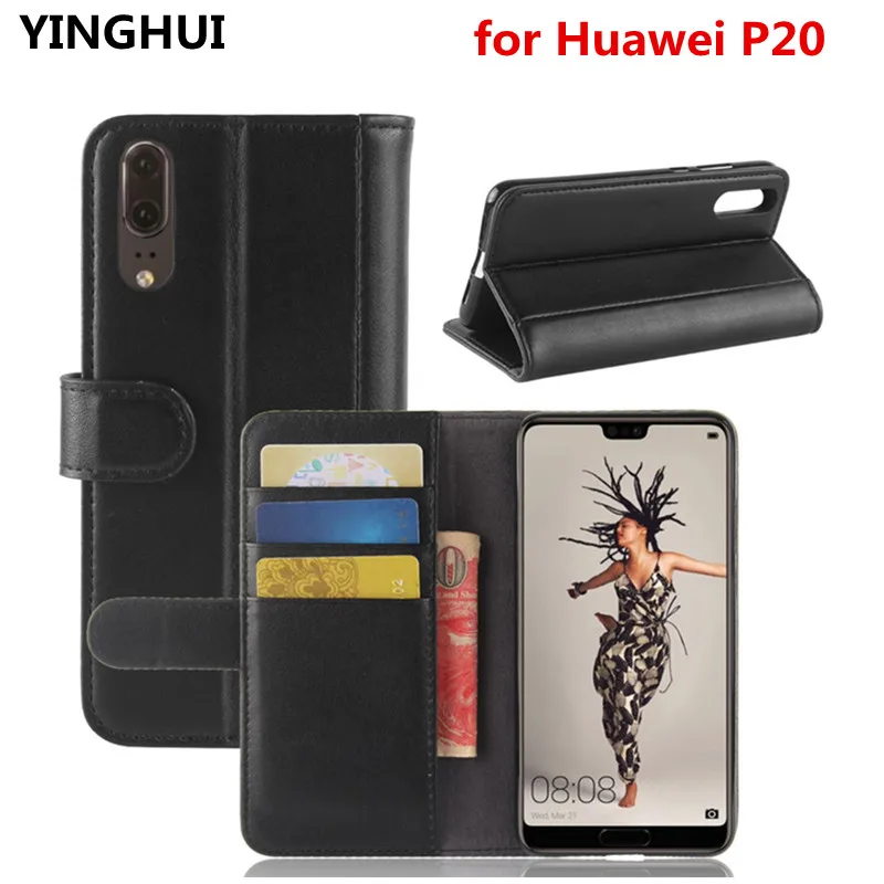 Чехол из натуральной кожи для huawei P20 5 8 дюймов с держателем карт кошелек откидная