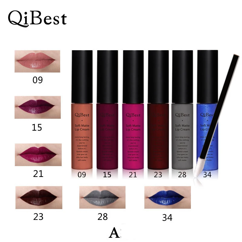 QiBest 12 PCS Set Colorful Pro Waterproof Tint Lip Gloss Long-lasting Matte Red Lipsticks Wholesale Punk Makeup Cosmetics Q1617 |