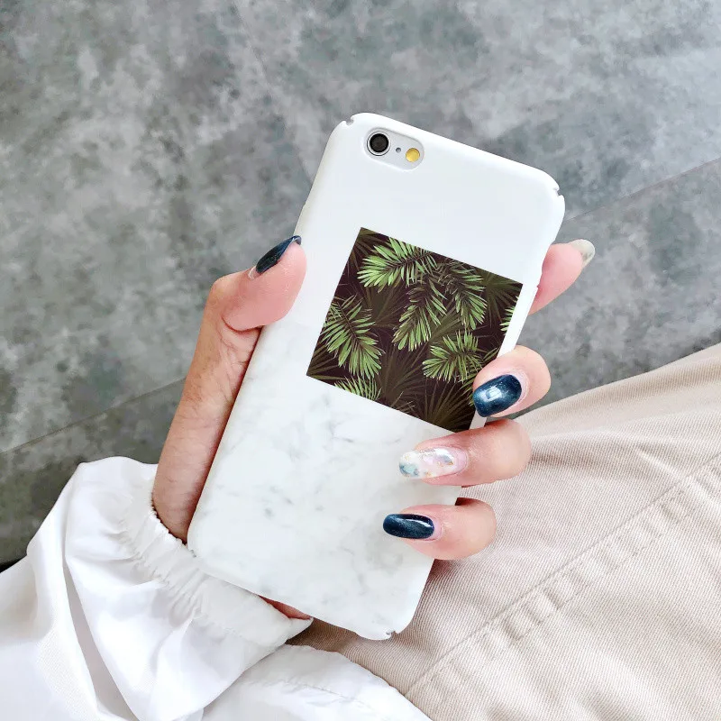 Verde Tropical de la hoja de la manera casos para iphone 7 plástico PC verano deja impresión para iphone 7 6 6 S 8 más X fundas