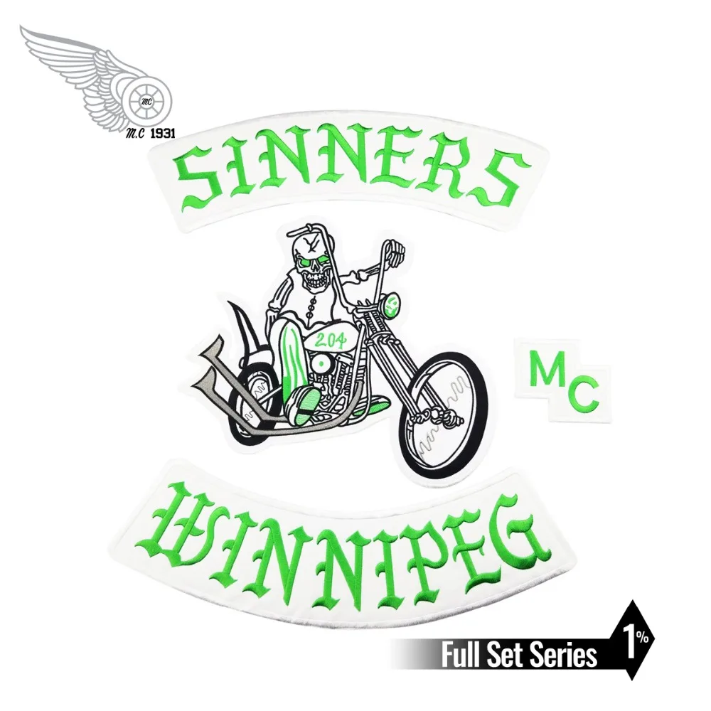 Новое поступление MC SINNERS вышивка патч OUTLAW Байкерская железная куртка|iron on|biker
