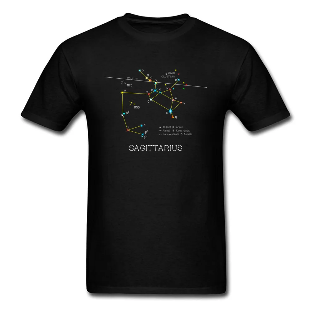 FamilyLeisure Short Sleeve Tees Father Day Brand Crewneck Pure Cotton T-Shirt Men Top T-shirts Zodiac Constellation Sagittarius  Zodiac Constellation Sagittarius black