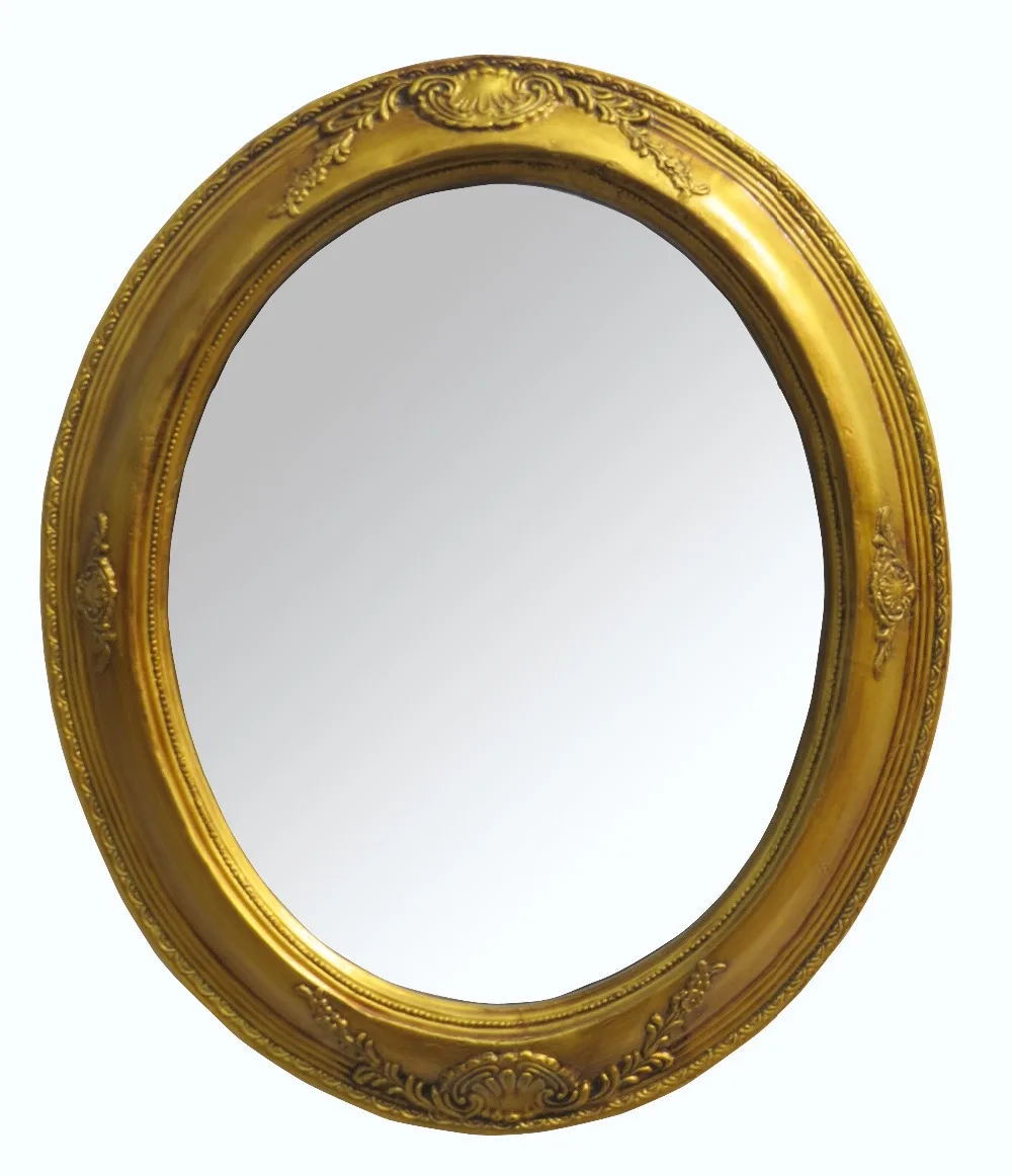 

Hankroi Oval Framed Wall Mirror Gold Frame Mirror 25*21 inch Resin Bulgy Decor Frame Can be customized