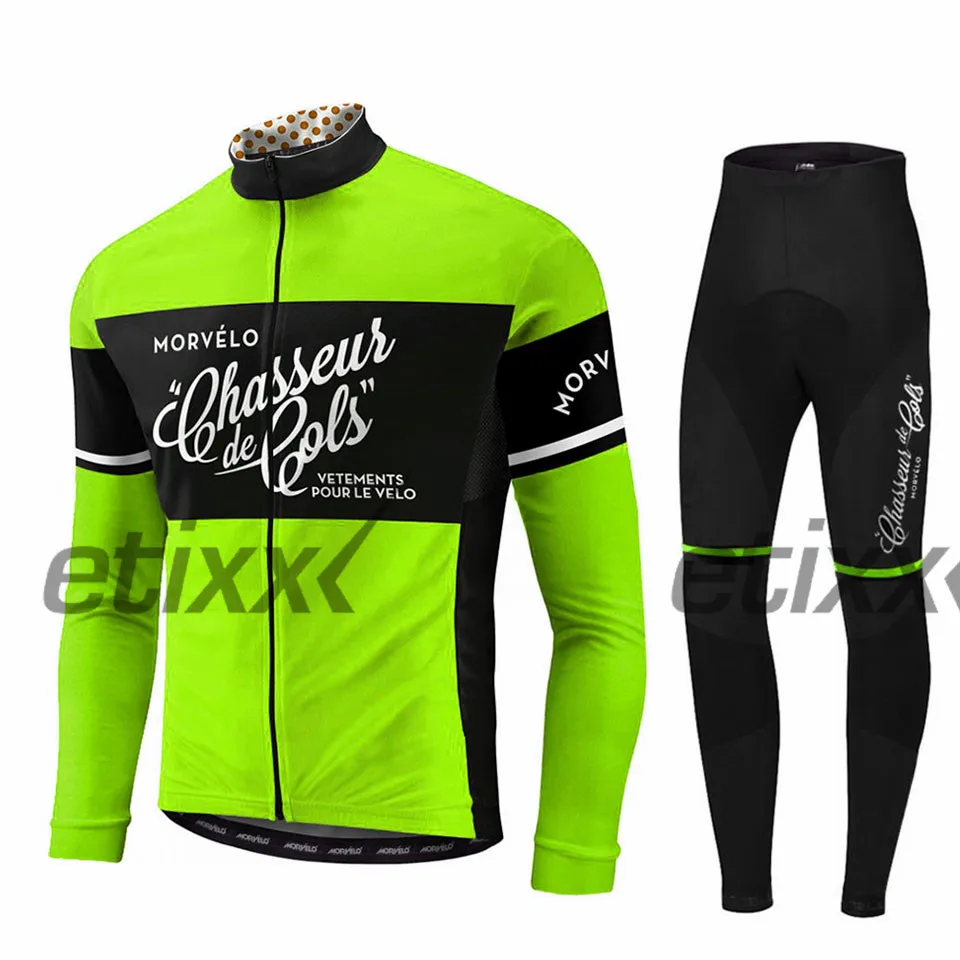 Spring autumn team Morvelo long sleeve cycling jersey set Ropa Ciclismo breathable racing bike clothing MTB Bike 9D gel pad - Цвет: 18