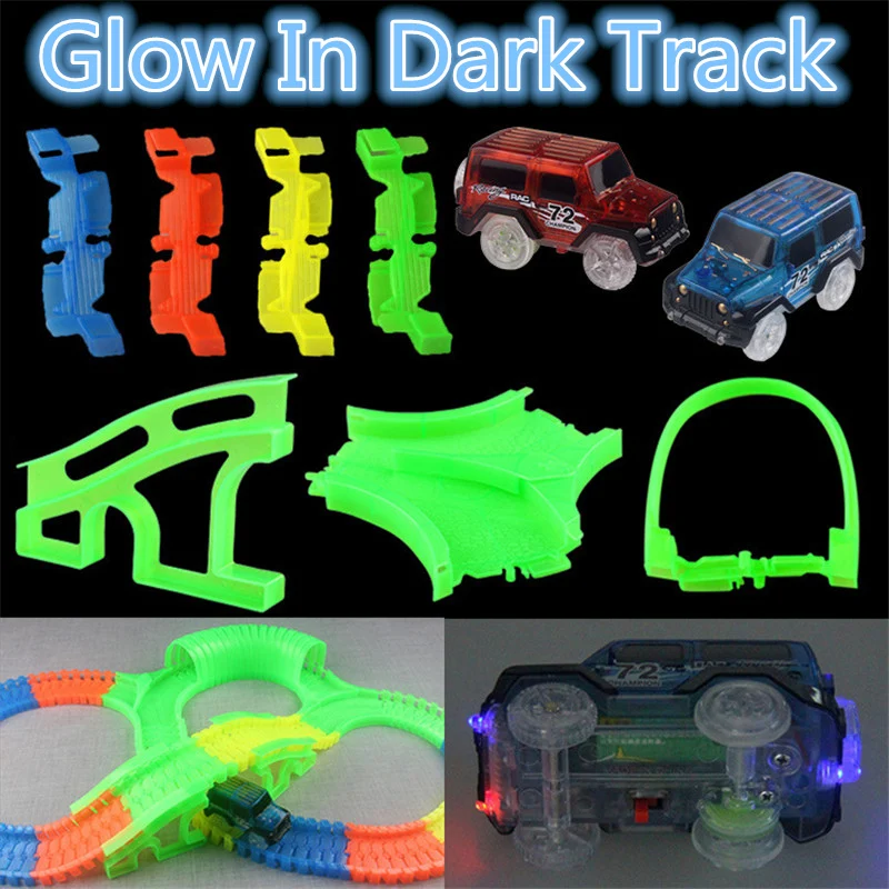 New Glowing car racing Track Glow in dark font b toys b font 400 Tracks Bridge